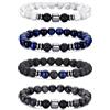 RANKEEF Set da uomo in Pietra Naturale Elasticizzata con Pietra | di Bracciali con Perline da uomo Bracciali da uomo con Perline Lavica Occhio di Tigre da 8 mm