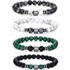RANKEEF Set da uomo in Pietra Naturale Elasticizzata con Pietra | di Bracciali con Perline da uomo Bracciali da uomo con Perline Lavica Occhio di Tigre da 8 mm