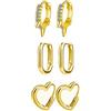 GMEDRIDAS Orecchini Donna Argento 925 Anallergici - 3 Coppie Cerchio Oro Piccoli per Donne Uomini Ragazza - Set 10mm, 14mm
