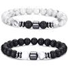 RANKEEF Set da uomo in Pietra Naturale Elasticizzata con Pietra | di Bracciali con Perline da uomo Bracciali da uomo con Perline Lavica Occhio di Tigre da 8 mm