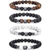 RANKEEF Set da uomo in Pietra Naturale Elasticizzata con Pietra | di Bracciali con Perline da uomo Bracciali da uomo con Perline Lavica Occhio di Tigre da 8 mm