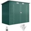 Outsunny Casetta da Giardino 2.7m² in Acciaio Zincato Verde | Capanno Porta Attrezzi, Tetto Inclinato, 2 Prese d'Aria, Porte Bloccabili con Lucchetto Chiavi, Guanti, 249x121x183cm