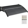Outsunny Pensilina Tettoia da Esterno 100x75cm in Policarbonato Nero | per Balcone, Porte e Finestre, Resistente ai Raggi UV