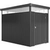 Outsunny Casetta da Giardino 4m² in Acciaio Zincato, Tetto, Grigio Scuro | Acciaio Zincato, Finestre Trasparenti in Acrilico, Capanno Porta Attrezzi con Tetto, Porta Bloccabili con Chiavi e Guanti