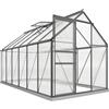Outsunny Serra da Giardino in Policarbonato 7.1㎡ 190x375x199cm Grigio Scuro | Serra per Orto, Telaio in Lega di Alluminio, Grondaie, Finestre Apribili Regolabili, Porta Scorrevole, per Piante, Anti UV