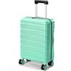 Lekesky Valigia Bagaglio a Mano 55x40x20, Trolley Cabina Rigido 40L TSA | ABS antigraffio, verde menta, 4 ruote 360° rimovibili, 2,9 kg, per Ryanair EasyJet, viaggi brevi e weekend