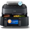 Philips Airfryer 5000 - Friggitrice ad aria Doppio Cestello 9L, Vapore | Doppio Cestello 3L + 6L, Steamfry ad aria o vapore, Pulizia automatica SteamClean, Ceramica PFAS Free, App HomeID (NA550/00)