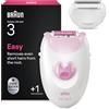 Braun Silk-Épil 3 Epilatore Elettrico Donna, Accessori, 3-032 Bianco/Rosa | Rasoio Elettrico Donna con Filo, Rimozione Facile Peli, Pelle Liscia a Lungo, Include Testina Rasoio e Cappuccio Regolatore