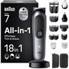 Braun Rasoio Elettrico Barba e Capelli Serie 7, Accessori AIO7585 Grigio | Rifinitore All-in-One 18in1, Lama Problade, Rasoio Elettrico Corpo Uomo, Peli Naso, Impermeabile Ricaricabile