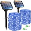 btfarm 2 Pezzi Luci Solari Esterno, 15M+2M 150 LED Catena Luminosa Esterno Solare Impermeabile IP65, 8 Modalità Filo di Rame Lucine Esterne Energia Solare per Giardino Albero Patio Natale Balcone, Blu