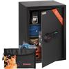 Brihard Business XL Cassaforte elettronica LCD 40 cm H x 35 cm L x 36 cm P con borsa ignifuga, grande cassaforte digitale da ufficio 2,12 piedi cubi con 2 ripiani regolabili in altezza per documenti