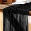 Foatcox Runner da Tavolo Nero, 300 x 90 cm Runner da Tavolo in Garza Bohémien Adatto per Matrimoni, Feste, Natale, Capodanno, Baby Shower, Addii al Nubilato e Decorazioni da Tavola