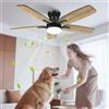 Airwit 106cm Ventilatore da Soffitto con Luce Pale Bifacciali, Silenzioso | Montaggio a filo, pale bifacciali nero/legno scuro, 6 velocità, LED dimmerabile, per camera da letto, cucina e soggiorno