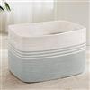 MYHOMMATTO Grande cesto per biancheria intrecciato in corda di cotone, 86L, contenitore con maniglie, per coperte, abiti, giocattoli, cesto per cameretta o soggiorno, 60x40x36 cm, bianco e verde tenue