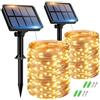 btfarm 2 Pacchi Luci Solari Esterno, 15+2M 150LED Catena Luminosa Esterno Solare, 8 Modalità Impermeabili Filo di Rame Led Lucine Esterno Energia Solare Decorative Per Giardino Albero Patio Natale