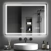 HOMCOM Specchio da Parete con Luce LED e Speaker Bluetooth, 80x60 cm | Specchio Bagno, 3 Colori, Luminosità Regolabile, Funzione Memoria, Antiappannamento, Interruttori Touch, Argento