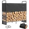 Outsunny Legnaia da Esterno, Portata 300 kg, 132x38x118 cm, Nero | PortaLegna con Copertura, Acciaio Zincato, Borsa in Oxford 600D, per Legna da Camino