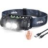 UNBON Torcia Frontale LED Ricaricabile, Lampada Frontale LED Ricaricabile USB C Potente con 3 Modalità, Sensore di Movimento e Base Magnetica, IPX4 Impermeabile Luce Torcia da Testa per Trekking Pesca