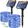 btfarm 2 Pezzi Luci Natale Solari Esterno, 8+2M 80 LED Catena Luminosa Esterno Solare con 8 Modalità, Filo di Rame Lucine Natalizie Energia Solare IP65Impermeabile per Giardino Albero Halloween, Blu