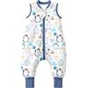 MIKAFEN Sacco Nanna con Gambe per Bambini 2,5 Tog,con Piedini,6-18 Mesi | 100% Cotone, Invernale, Cerniera Bidirezionale Sicura, Senza Maniche,Lavabile In Lavatrice, Pinguino blu