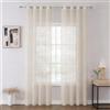 Joydeco Tende per Interni in Voile con Occhielli 2 Pezzi L 140 X A 225 CM, Tenda Semitrasparenti per Camera da Letto e Soggiorno Eleganti Finestra Moderne, Lino