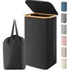 Lifewit Cesta Portabiancheria 105 L con Coperchio, Grande Cesto Biancheria Pieghevole in Bambù con Sacco Interno, Portabiancheria Salvaspazio, Laundry Basket per Camera da Letto, Bagno, Nero