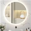 kleankin Specchio Bagno con Luce LED Rotondo 80cm, 3 Colori, 3000-6500K | Specchio da Parete Retroilluminato, Interruttori Touch, Luminosità Regolabile, Funzione Memoria, Antiappannamento, IP44