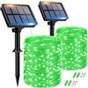 btfarm 2 Pezzi Luci Solari Esterno, 15+2 M 150 LED Catena Luminosa Esterno Solare IP65 Impermeabile, 8 Modalità Filo di Rame Lucine Esterne Energia Solare Decor Per Giardino Albero Patio Natale, Verde