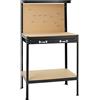 tectake® Banco da lavoro 81x41x145cm, Tavolo ideale per Fai da te, 10 Ganci inclusi, Ampio Cassetto per vari Utensili, Parete con Fori, Spazio per Attrezzi da Lavoro in Garage, Officina, Casa - Nero