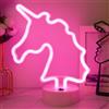 JEMESI Luce al neon a forma di unicorno, luce notturna a LED, alimentata a batteria/USB, decorazione da tavolo, per famiglia, compleanno, matrimoni, feste