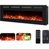 Weka Fireplace Camino Elettrico a Parete WiFi 127cm, 750/1500W | Ultrasottile 7,5 cm, vetro temperato senza fumo, telecomando e touch screen
