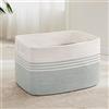 MYHOMMATTO Grande cesto per biancheria intrecciato in corda di cotone, 72L, contenitore con maniglie, per coperte, abiti, giocattoli, cesto per cameretta o soggiorno, 55x43x30 cm, bianco e verde tenue