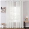 Joydeco Tende per Interni in Voile con Occhielli 2 Pezzi L 140 X A 215 CM, Tenda Semitrasparenti per Camera da Letto e Soggiorno Eleganti Finestra Moderne, Bianco