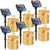 btfarm 6 Pacchi Catena Luminosa Esterno Solare, 15+2M 150LED Luci Solari Esterno, 8 Modalità Impermeabili Filo di Rame Led Lucine Esterno Energia Solare Decor Per Giardino Albero Patio Natale