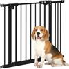 PawHut Cancellino per Cani Larghezza Regolabile Fino 87 cm, Nero | Cancello per Cani e Animali Domestici, Fissaggio a Pressione Senza Fori, Chiusura Automatica