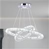 Finktonglan Lampadario LED Moderno a Sospensione in Cristallo, 2 Anelli Regolabili Ø30/50cm, Plafoniera Elegante per Soggiorno, Sala da Pranzo, Camera da Letto, Corridoio (Bianco Freddo)