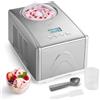 Springlane Kitchen SPRINGLANE Gelatiera Emma 1,5 L con compressore autoraffreddante 150 W, in acciaio inossidabile con contenitore per il ghiaccio rimovibile (Argento, 1.5 L)