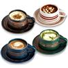 YUN TAO Tazze da Cappuccino in Gres Ceramico 236 ml con Piattini, Set da 4 Pezzi, Ideali per Latte Art, Tazze per Latte per Cucina Casa ed Uso Quotidiano