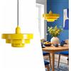 B·LED BARCELONA LED BARCELONA LED Macarron Lampada A Sospensione Bauhaus E27 Gialla Ø35cm | Paralume metallico a 3 livelli, altezza regolabile, lunghezza 1275 mm, max 40 W, per soggiorno, camera e locali
