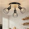Ketom Faretti LED Soffitto 3 Luci, Faretto LED Interno Orientabile Nero | Lampadario Faretti Orientabili E14, Faretto da Parete Legno Vintage, Faretti da Soffitto per Cucina, Senza Lampadina