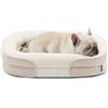 Bedsure cuccia ortopedica per cane di media taglia, 76x51x16.5cm, crema | 360° divano-letto di sostegno ovale a bordo rialzato per cani anziani, copertura impermeabile lavabile, in pile ultra morbido