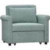 HOMCOM Poltrona Letto Singolo Schienale Regolabile in 4 Posizioni, Verde | Tessuto Traspirante Effetto Lino, Seduta Imbottita, 96x84.5x87.5 cm