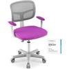 COSTWAY Sedia da Scrivania per Bambini con Altezza Regolabile Viola 40-54cm | Sedia per Computer Ergonomica con Ruote, Sedile Girevole a Rete per Bambini 3+ Anni per Camertetta, Studio, Ufficio e Scuola