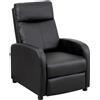 Baroni Home Poltrona Reclinabile in Soft Foam, con Recliner a Spinta, Poggiapiedi, Piedini Antiscivolo, Poltrona Relax Push-Back, Facile da Montare, Comoda, Nero, 66x75x99 cm