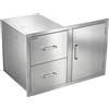 VEVOR Cassettiera per Isola Cucina da Esterno 82x55x52 cm con 2 Cassetti Acciaio Inox, con Maniglia, Bancone di Postazione per Barbecue, Organizazzione Utensili Pentole Accessori, Cortile, Giardino