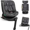 Kikka Boo KikkaBoo Seggiolino Auto 0-36 kg i-SECURE, Gruppo 0 1 2 3, ISOFIX, i-Size, Rotante a 360º, 40-150 cm, Da 0 a 12 Anni, 12 Posizioni Poggiatesta, Grigio scuro