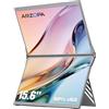 ARZOPA Monitor Portatile Doppio Schermo 15,6'' - FHD 1080P IPS 100% sRGB con Luce Blu Ridotta, Supporto Regolabile 315°, Plug & Play, Laptop Screen Extender per Mac/Phone/Switch/PS5/Xbox - E1