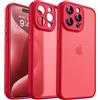 CANSHN Cover Opaca per iPhone 15 Pro Max(6,7 Pollici), [Protezione Completa Della Fotocamera] Custodia Traslucida Opaca Protettiva Sottile Antiurto - Rosso