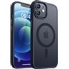 CANSHN Magnetica Opaca Cover per iPhone 12/12 Pro, [Compatibile con MagSafe] Custodia Traslucida Opaca Protettiva Sottile Antiurto 6,1 Pollici - Nero