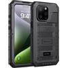 Beeasy Cover per iPhone 15 Pro IP68 Impermeabile Custodia Militare Antiurto Resistente 360° Metallo Armor Protezione Schermo Integrata Rugged Robusta Indistruttibile Subacquea Antipolvere Nero